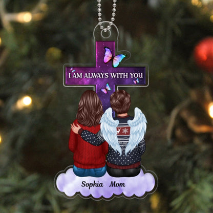 Butterfly Cross Family Memorial Remembrance Keepsake Personalized Acrylic Ornament