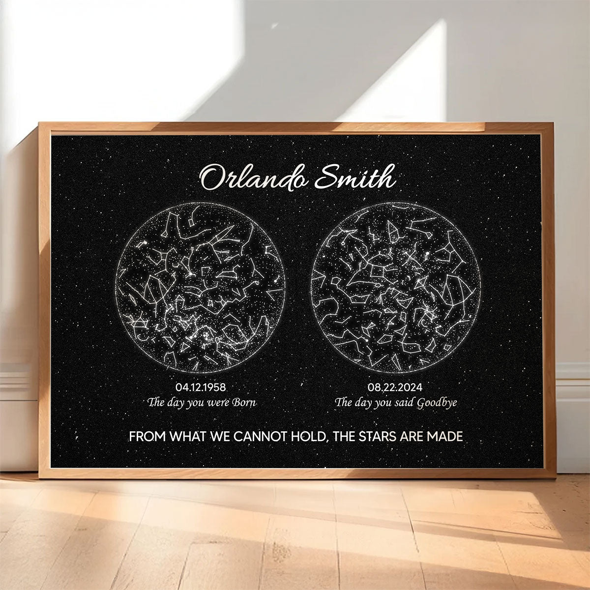 Lost Loved One Star Map Art Memorial Sympathy Gift Personalized Poster, Custom By Location And Date