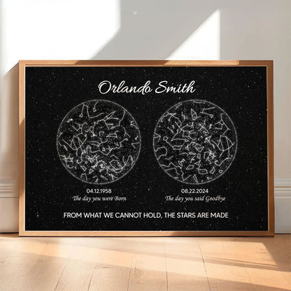 Lost Loved One Star Map Art Memorial Sympathy Gift Personalized Poster, Custom By Location And Date
