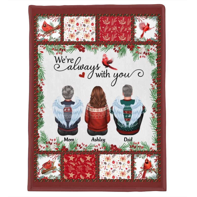 Holly Branch Family Sitting Memorial Personalized Fleece Blanket