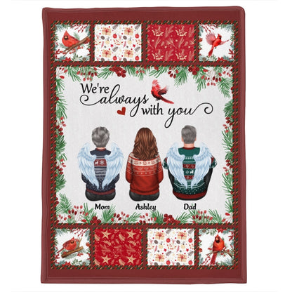 Holly Branch Family Sitting Memorial Personalized Fleece Blanket