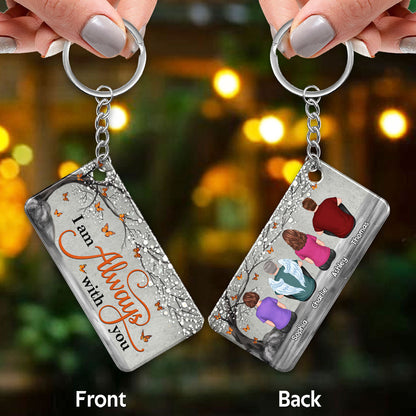 Orange Butterflies Blossom Tree Always With You Whole Family Memorial Remembrance Gift Personalized Acrylic Keychain