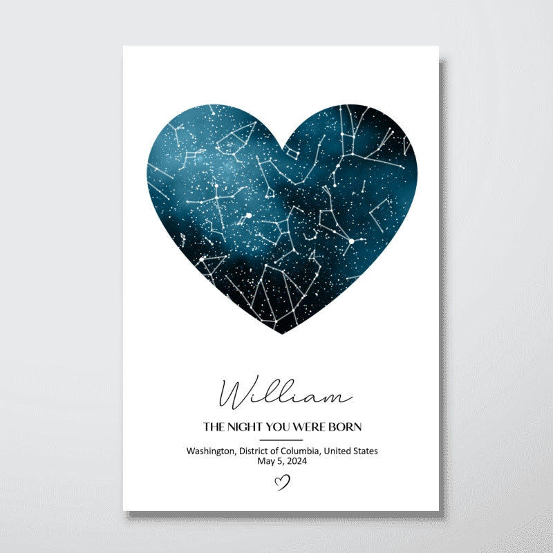 Custom Star Map Personalized Poster, The Night You Were Born, New Baby Gift, Stars The Night Sky, Wedding Constellation Gift