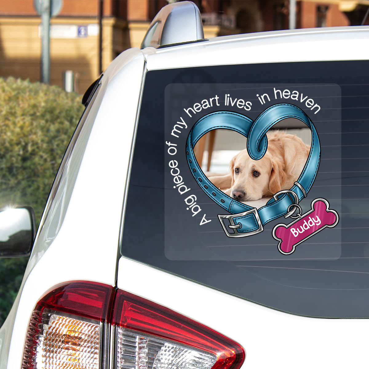 You Left Paw Prints In My Heart Dog Memorial Photo Inserted Sympathy Remembrance Gift Personalized Decal