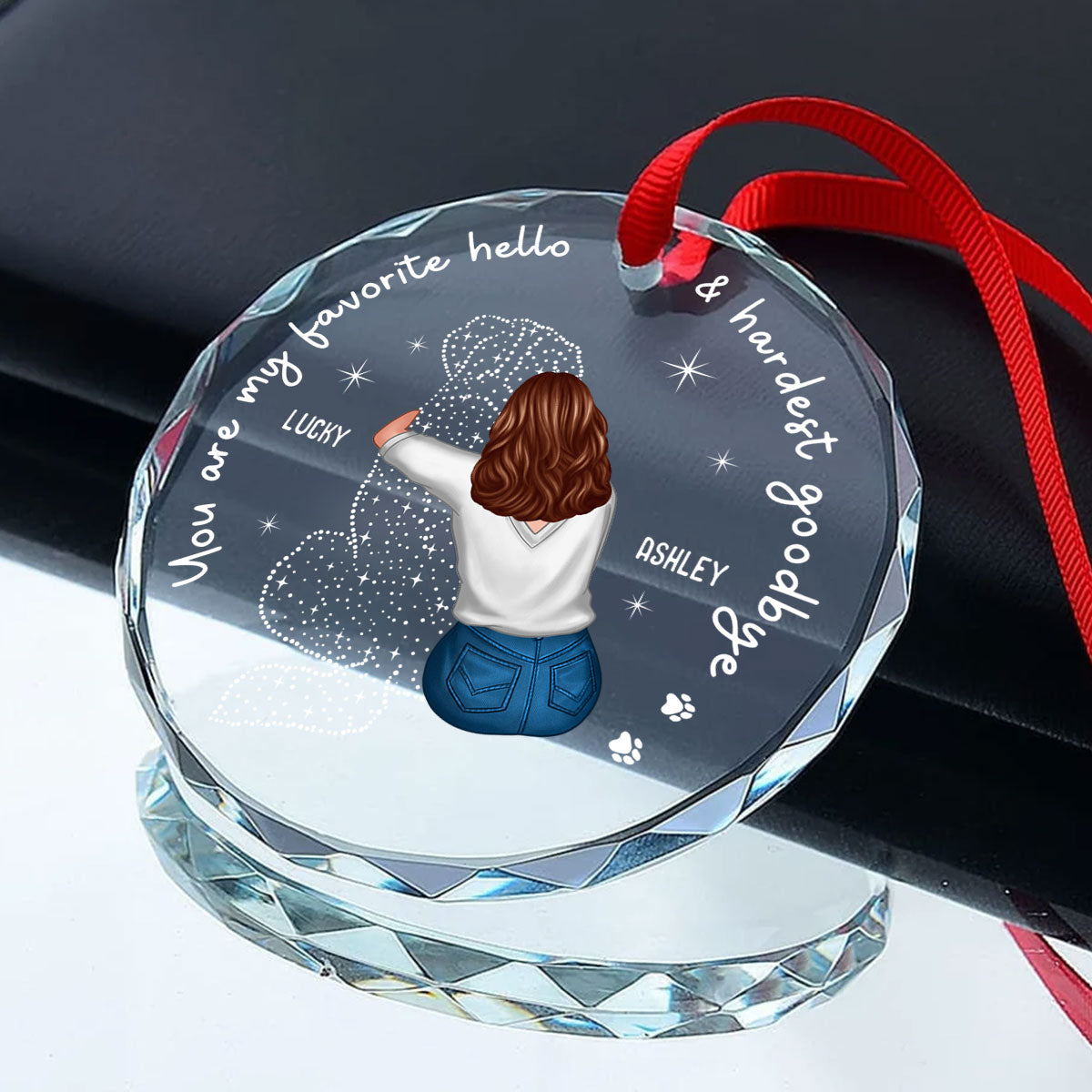 Dog Memorial Pet Loss Keepsake Personalized Glass Ornament