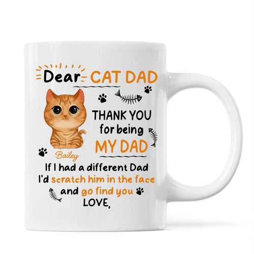 Watercolor Cute Cats Dear Cat Dad Thank You Gift For Cat Dad Cat Lovers Personalized Mug