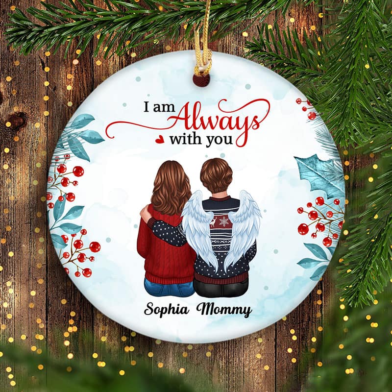 Watercolor Holly Branch Personalized Memorial Ornament