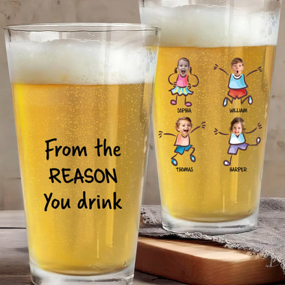 To Dad Grandpa From The Reasons You Drink Personalized Beer Glass, Unique Gift For Dad Grandpa, Funny Father's Day Gift