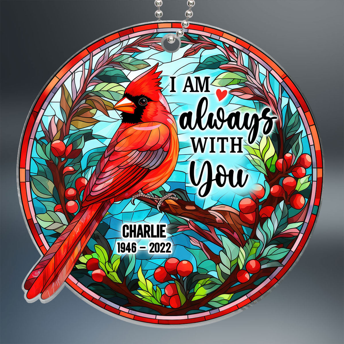 Cardinal Memorial Stained Glass Personalized Acrylic Ornament