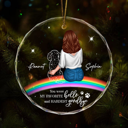 Rainbow Bridge Dog Memorial Pet Loss Keepsake Personalized Glass Ornament