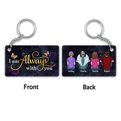 Glow Butterflies Family Back View Sitting Memorial Sympathy Remembrance Keepsake Personalized Acrylic Keychain