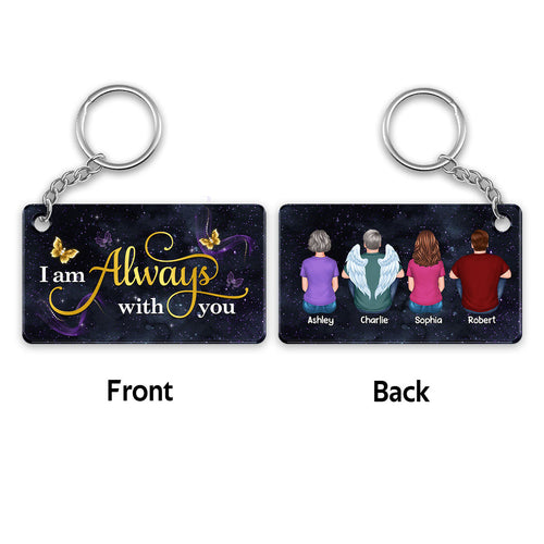 Glow Butterflies Family Back View Sitting Memorial Sympathy Remembrance Keepsake Personalized Acrylic Keychain