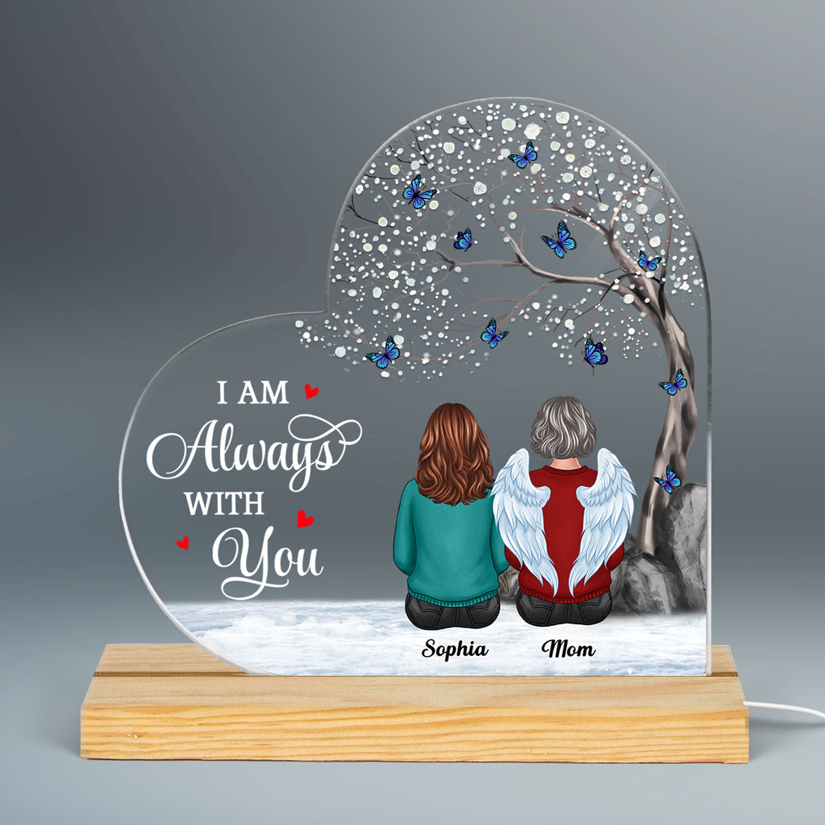 Blossom Tree Memorial Heart Shaped Personalized Custom Shape Acrylic LED Night Light