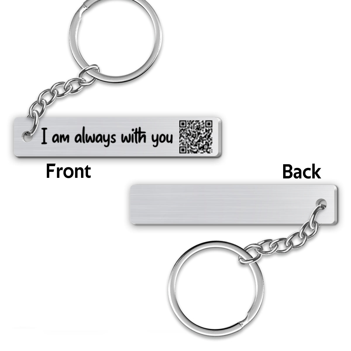 Always With You Keepsake Voice Message Soundwave Art QR Code Personalized Metal Keychain