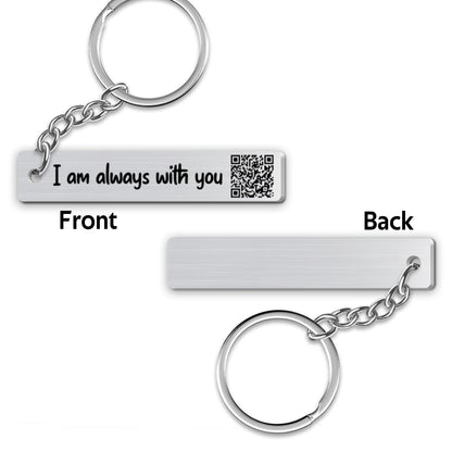 Always With You Keepsake Voice Message Soundwave Art QR Code Personalized Metal Keychain