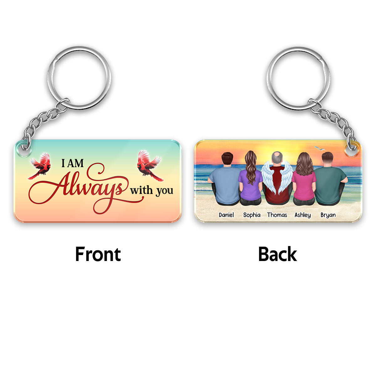 Beach Landscape Always With You Whole Family Memorial Remembrance Gift Personalized Acrylic Keychain