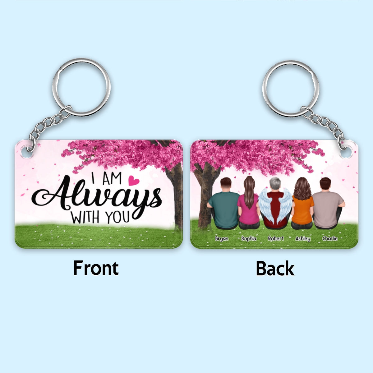 Family Memorial Under Pink Tree Remembrance Gift Personalized Acrylic Keychain