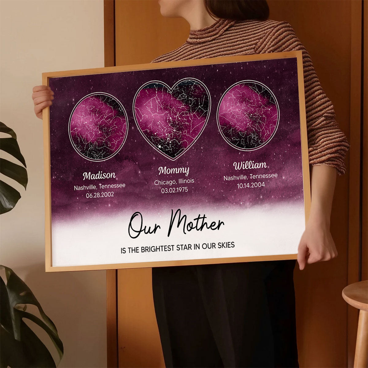 Mom The Brightest Star Custom Star Map by Location & Date, Real Astronomical Data, Personalized Poster Gift for Mom from Daughter, Mother's Day Gift for Mom from Son