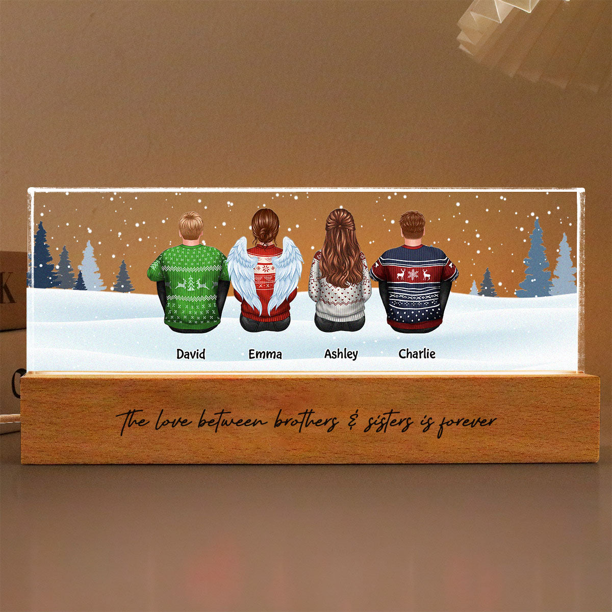 The Love Between Family Is Forever Personalized LED Night Light, Christmas Gift For Loved Ones