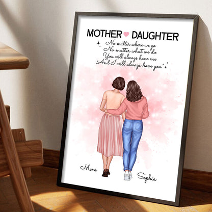 Mother Daughter No Matter Where We Go Mother's Day Gift Personalized Poster
