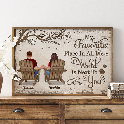 Back View Couple Sitting Under Tree Gift For Him For Her Personalized Horizontal Poster, Anniversary Gift for Your Loved Ones