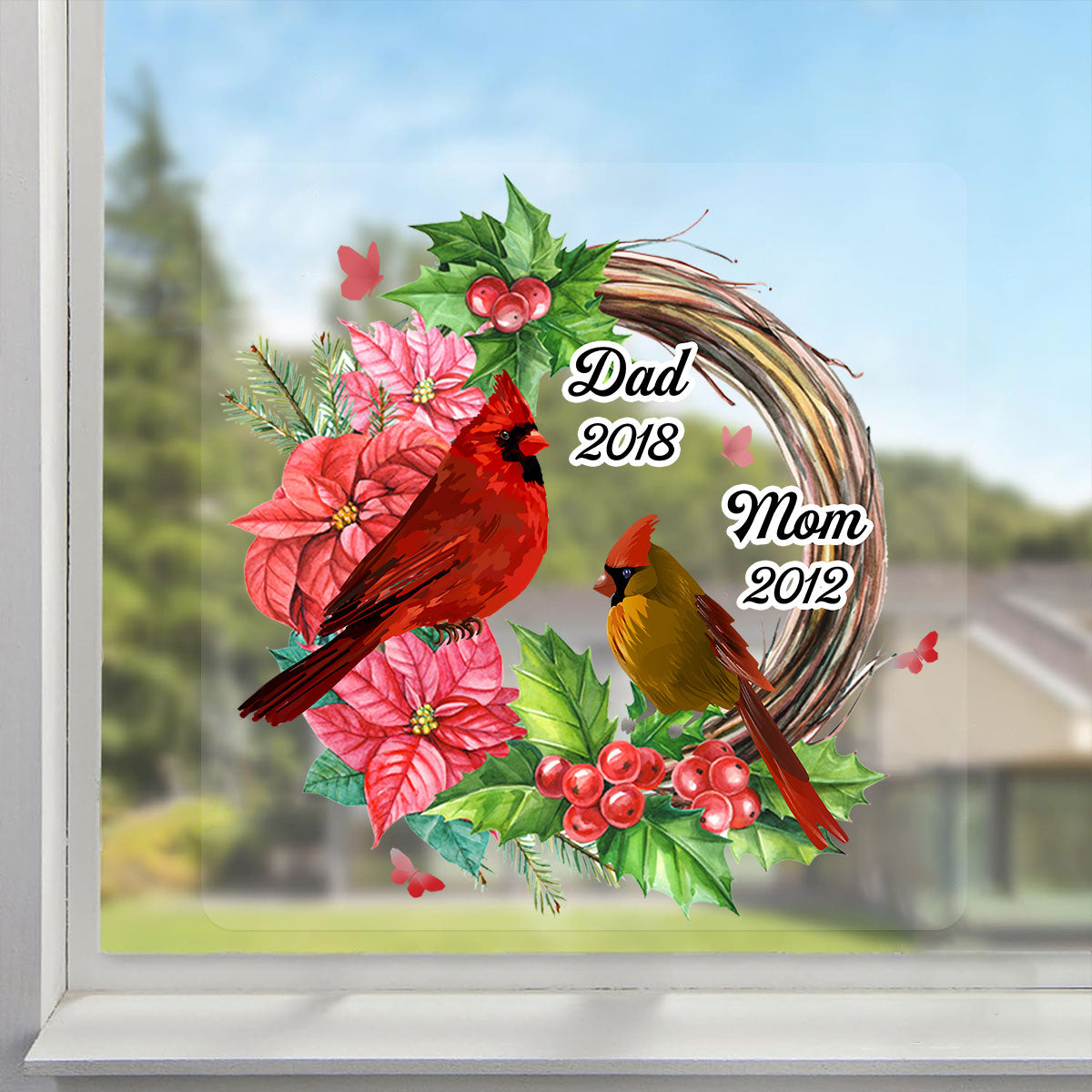 Cardinals Wreath Memorial Personalized Decal