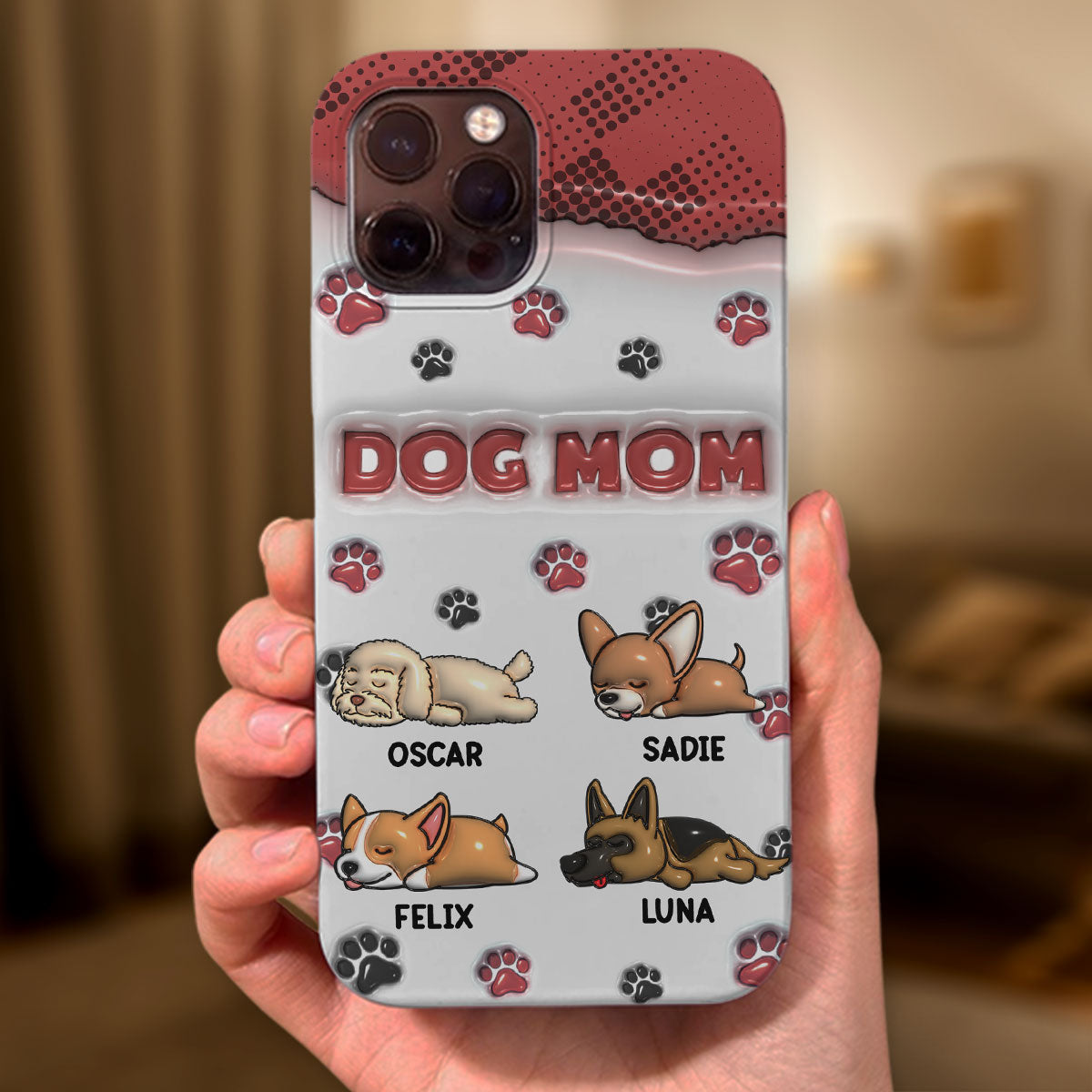 Dog Mom Version 2 - Personalized Custom 3D Inflated Effect Phone Case