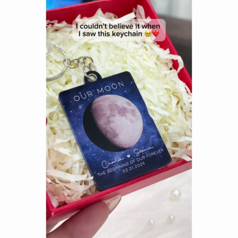 Our Moon Couple Gift Moon Phase Art Anniversary Gift For Him Gift For Her Personalized Acrylic Keychain