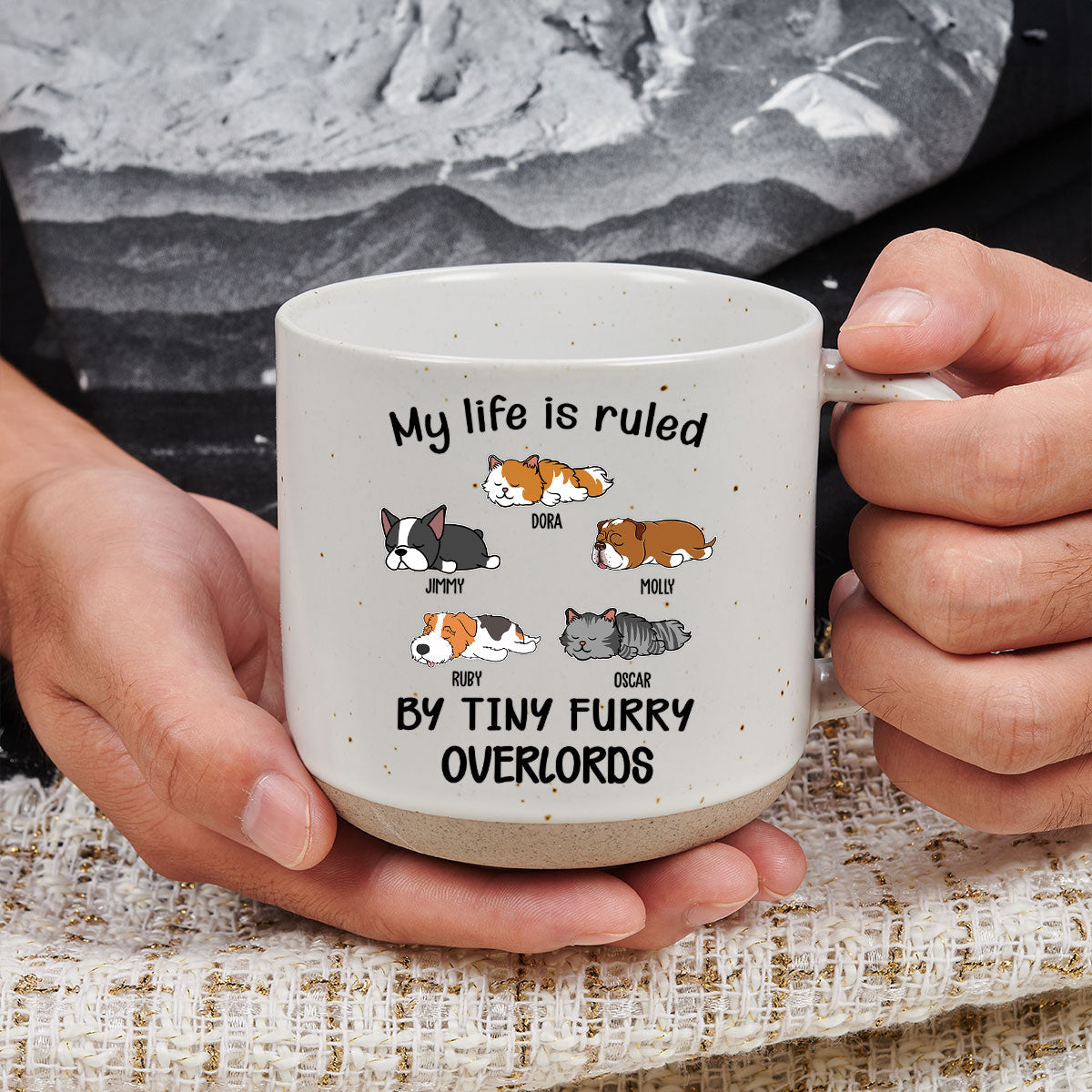 Ruled By Tiny Furry Overlords Ver Pet - Personalized Custom Pottery Mug