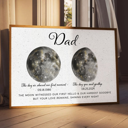 The Moon Witnessed Our First Hello And Our Hardest Goodbye Memorial Golden Dust Moon Phase Personalized Poster