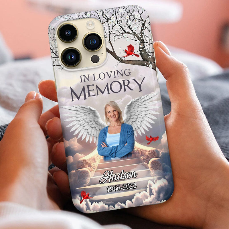 Memorial Upload Photo Wings, In Loving Memory In Heaven Personalized Phone Case