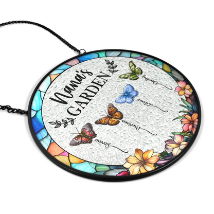 Grandma's Garden Butterflies - Personalized Window Hanging Suncatcher