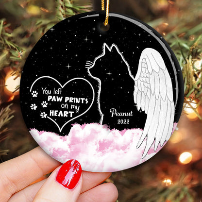 Dogs Cats Angel Starry Sky Memorial Personalized Circle Ceramic Ornament, Sympathy Gift