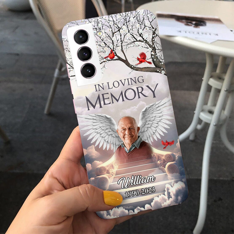 Memorial Upload Photo Wings, In Loving Memory In Heaven Personalized Phone Case