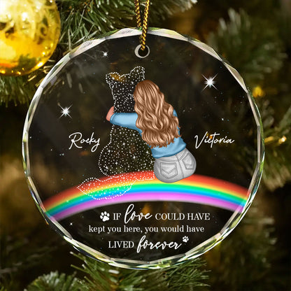 Rainbow Bridge Dog Memorial Pet Loss Keepsake Personalized Glass Ornament