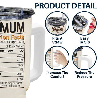 Best Mom Ever Nutrition Facts - Personalized 40oz Tumbler With Straw