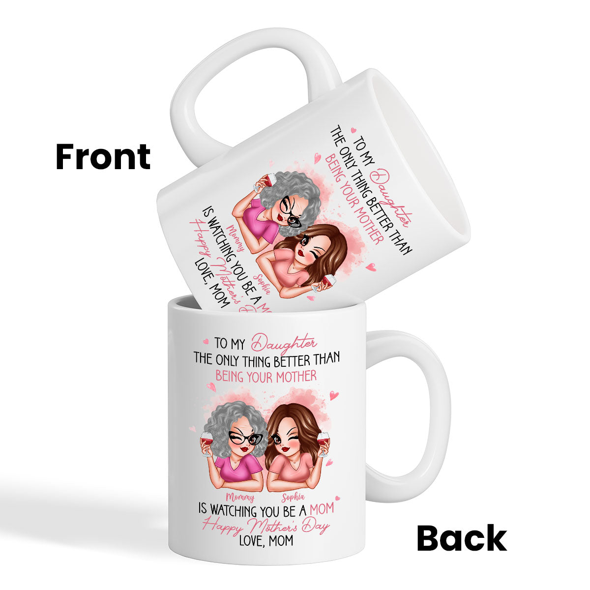 Pink Tone To My Daughter From Mom Happy Mother's Day Personalized Mug, Mother's Day Gift For Daughter