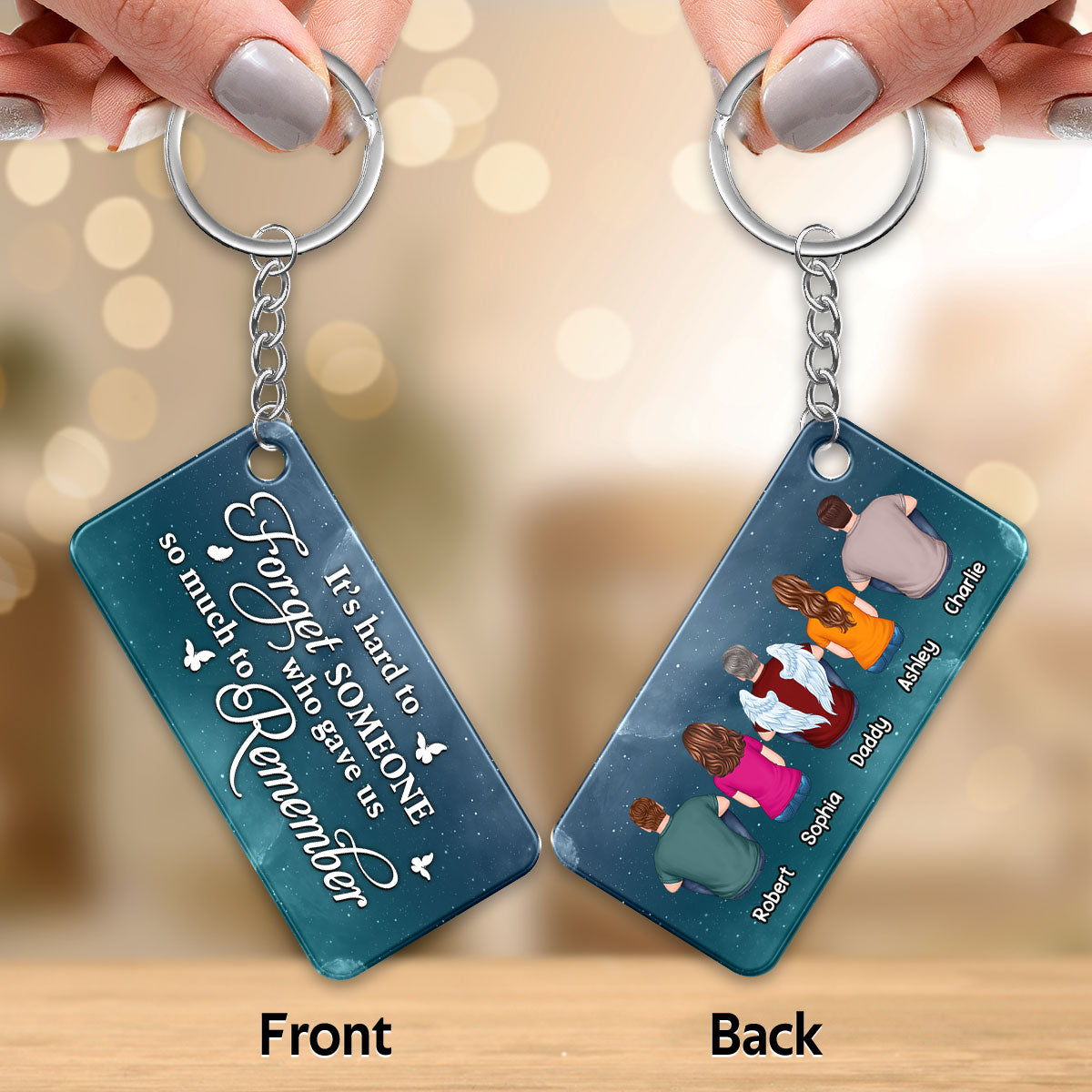 Galaxy Night Sky Always With You Whole Family Memorial Remembrance Gift Personalized Acrylic Keychain