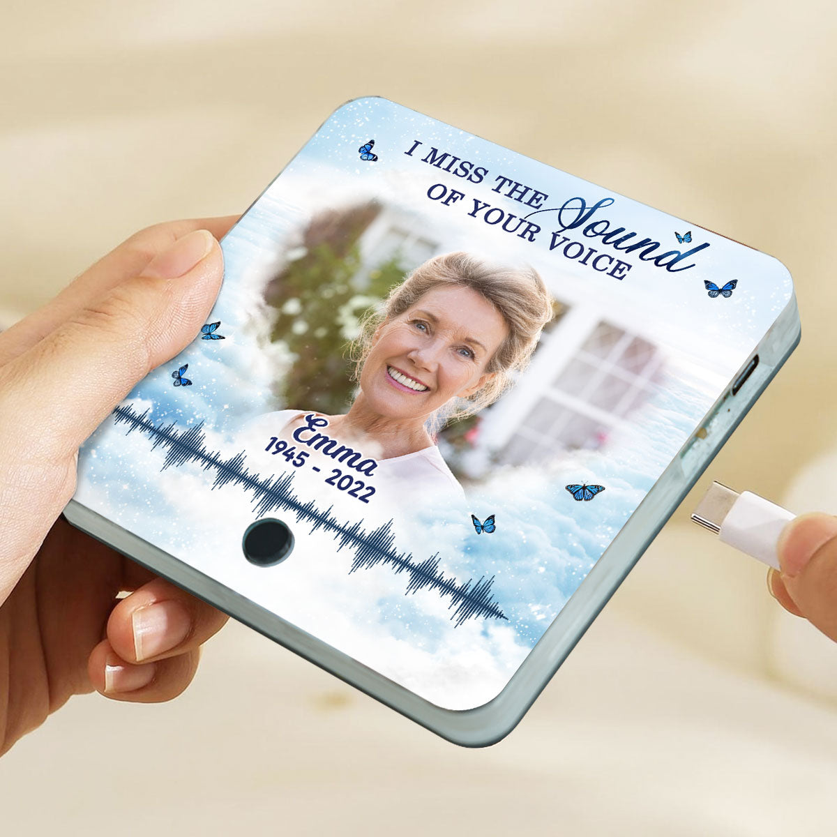 Miss The Sound Of Your Voice Memorial Photo Upload Voice Message Remembrance Keepsake Personalized Music Fridge Magnet