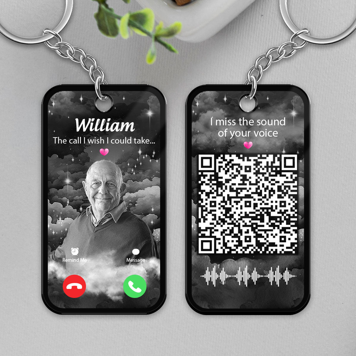 The Call I Wish I Could Take Memorial Sympathy Gift Remembrance Keepsake Photo Inserted Voice Message QR Code Personalized Acrylic Keychain