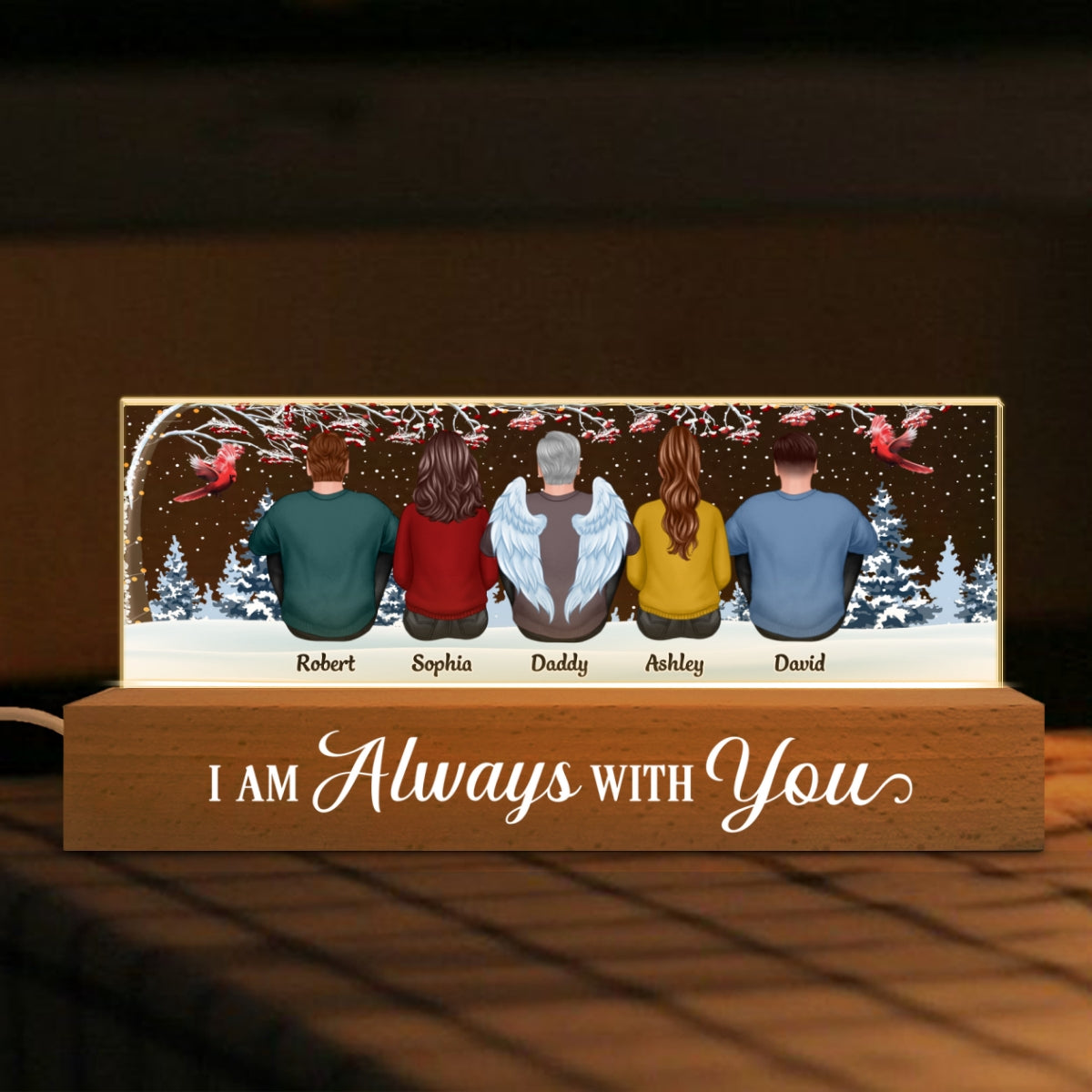 Always With You Berry Tree Memorial Remembrance Sympathy Gift Personalized Acrylic Block LED Night Light