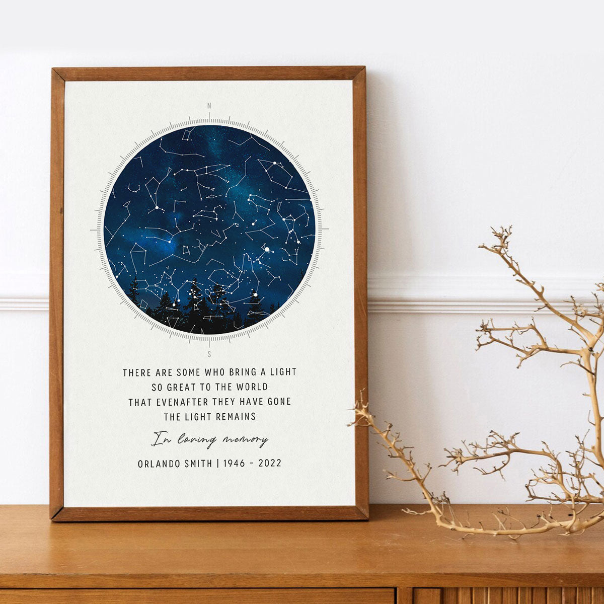 Memorial Star Map Sympathy Bereavement Gift, Personalized Remembrance In Loving Memory Gifts Night Sky Poster, Heartfelt Keepsake to Remember Lost Loved One in Heaven