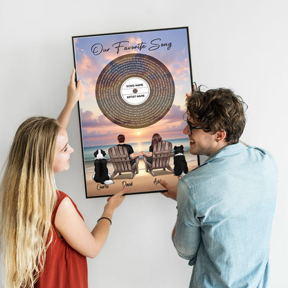 You Me And The Dogs Cats Beach Landscape Vinyl Lyrics Personalized Poster, Heartfelt Gift, Anniversary Gift, Birthday Gift For Him, For Her, Boyfriend, Girlfriend, Husband, Wife