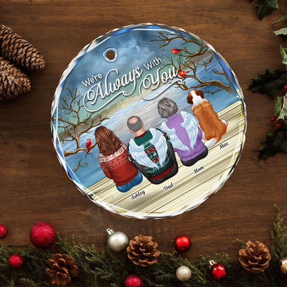 Always With You Christmas Family Sitting Back View Memorial Personalized Glass Ornament, Remembrance Gift, Sympathy Gift