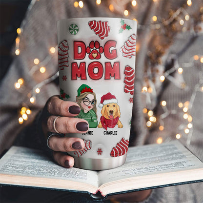 Dog Mom Christmas Cake - Personalized Custom 3D Inflated Effect Tumbler