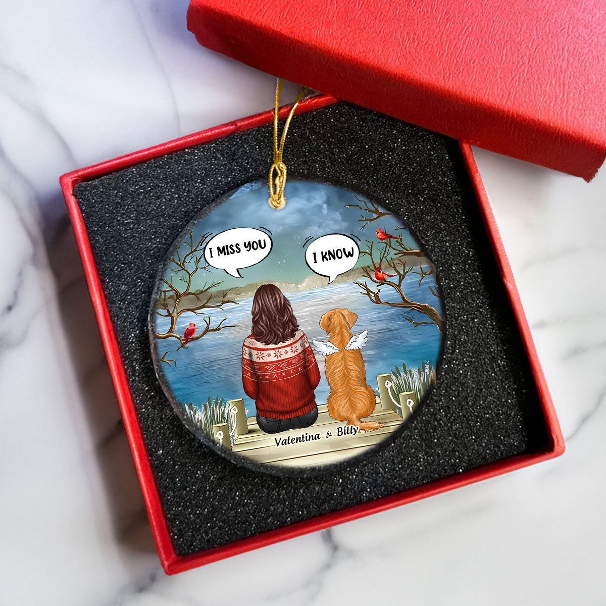 Pet Memorial I Miss You Back View Personalized Glass Ornament, Memorial Gift, Remembrance Gift For Dog Lover