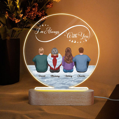 Infinity Always With You Family Memorial Remembrance Keepsake Personalized Circle Acrylic Plaque LED Lamp Night Light