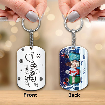Family In Snow Memorial Cardinal Personalized Metal Keychain