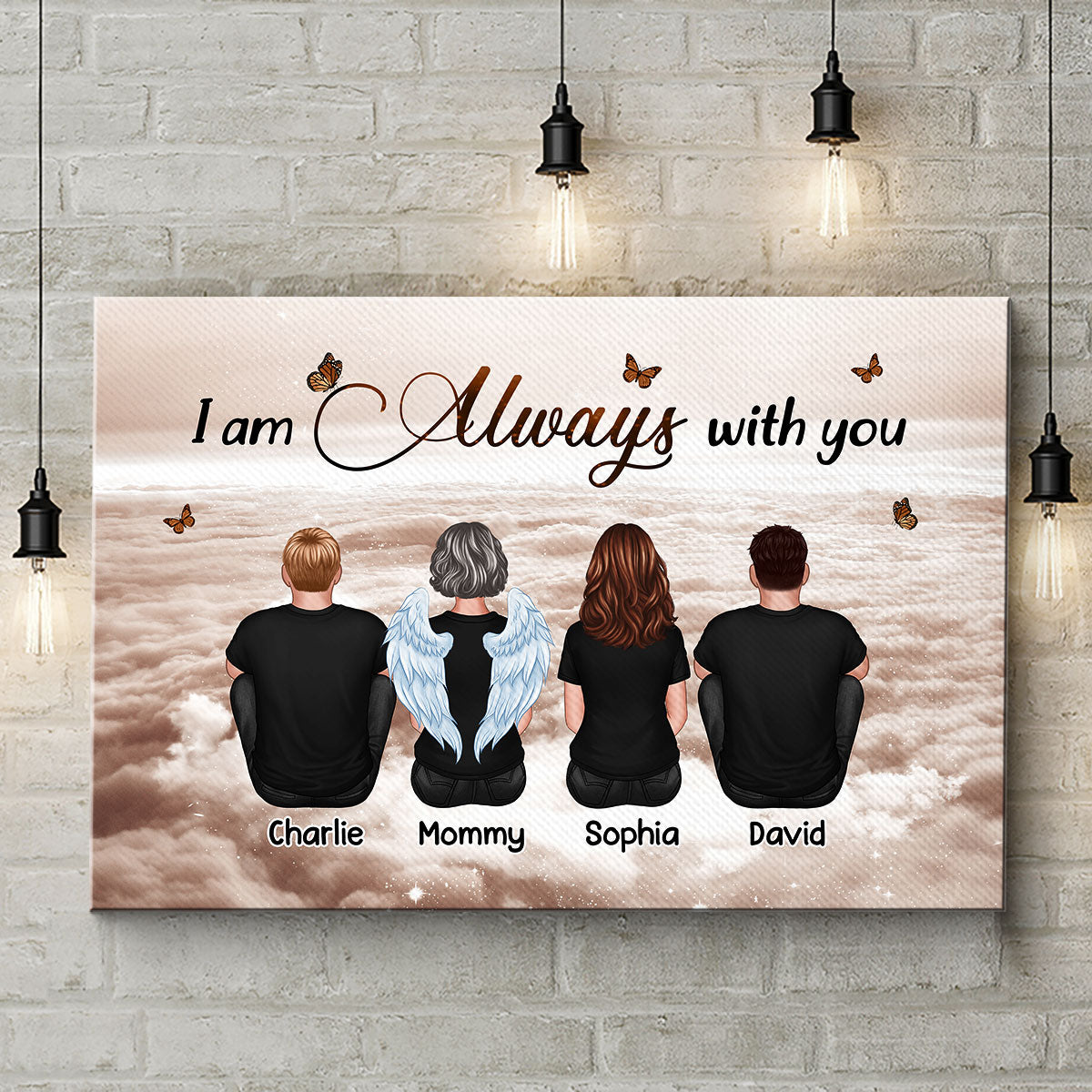 Always With You Sky Family Members, Memorial Personalized Canvas, Sympathy Gift