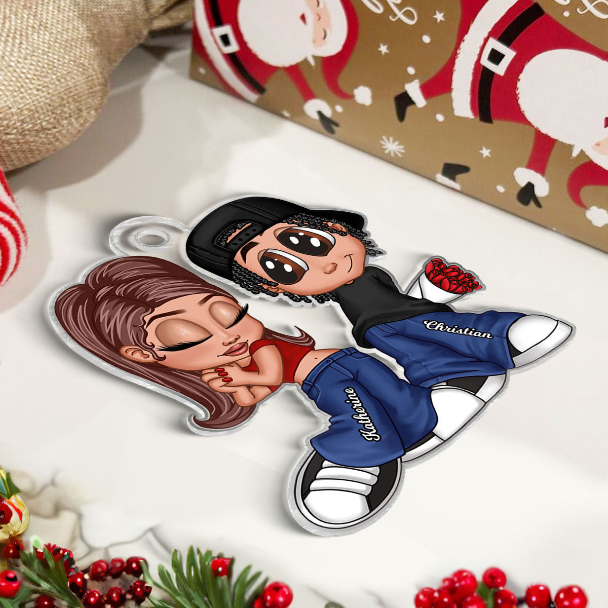 Y2K Couple Personalized Acrylic Ornament, Christmas Gift For Him For Her